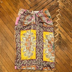 MNG Versace style midi satin skirt